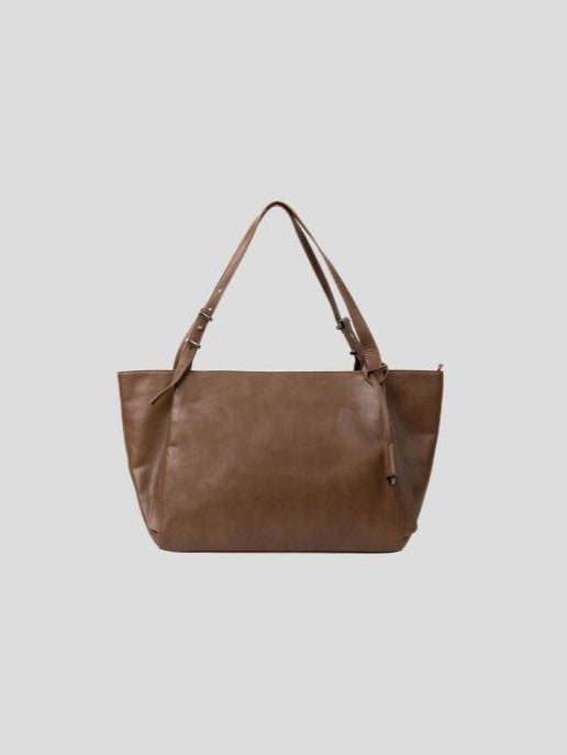 簡約 質感 皮革 單肩 托特包 / 2色