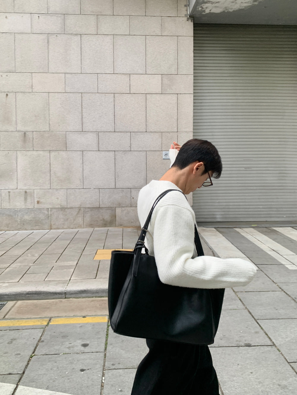 簡約 質感 皮革 單肩 托特包 / 2色