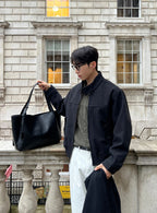 簡約 質感 皮革 單肩 托特包 / 2色