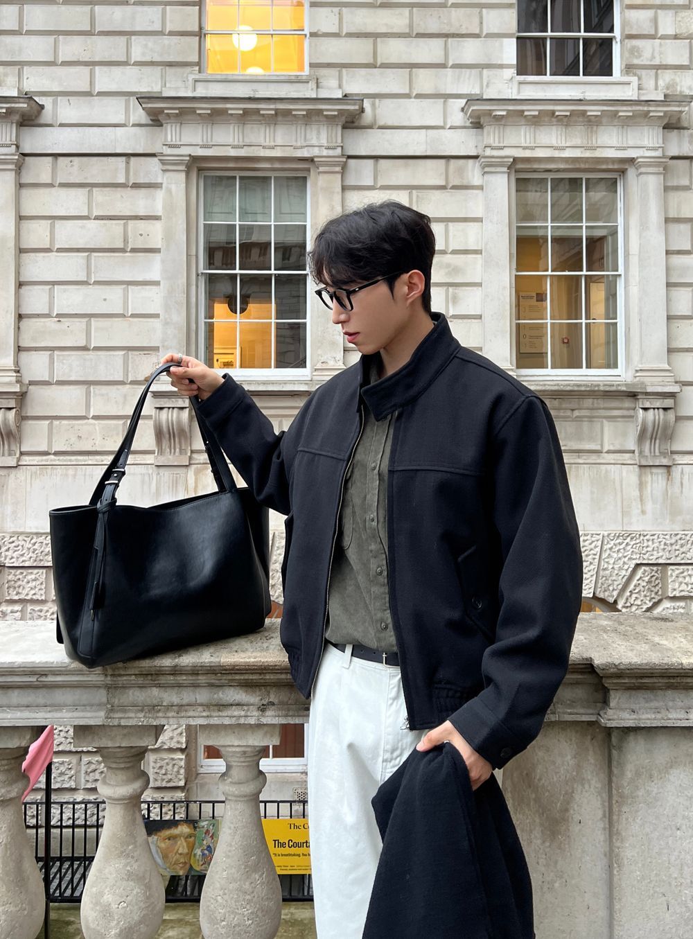 簡約 質感 皮革 單肩 托特包 / 2色