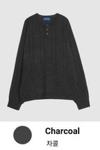 寬鬆 落肩 羅紋 亨利領 針織衫 / 5色