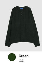 寬鬆 落肩 羅紋 亨利領 針織衫 / 5色