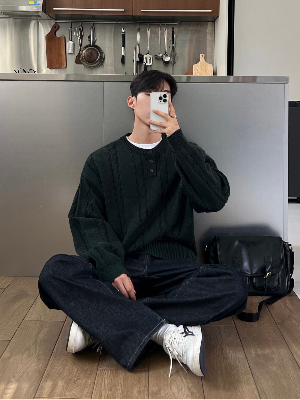 寬鬆 落肩 羅紋 亨利領 針織衫 / 5色