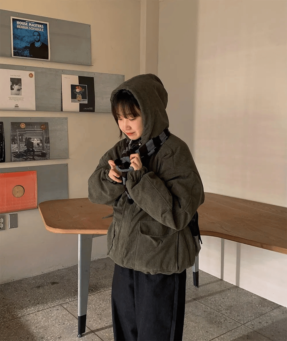 燈芯絨 刷毛 連帽 外套 / 3色