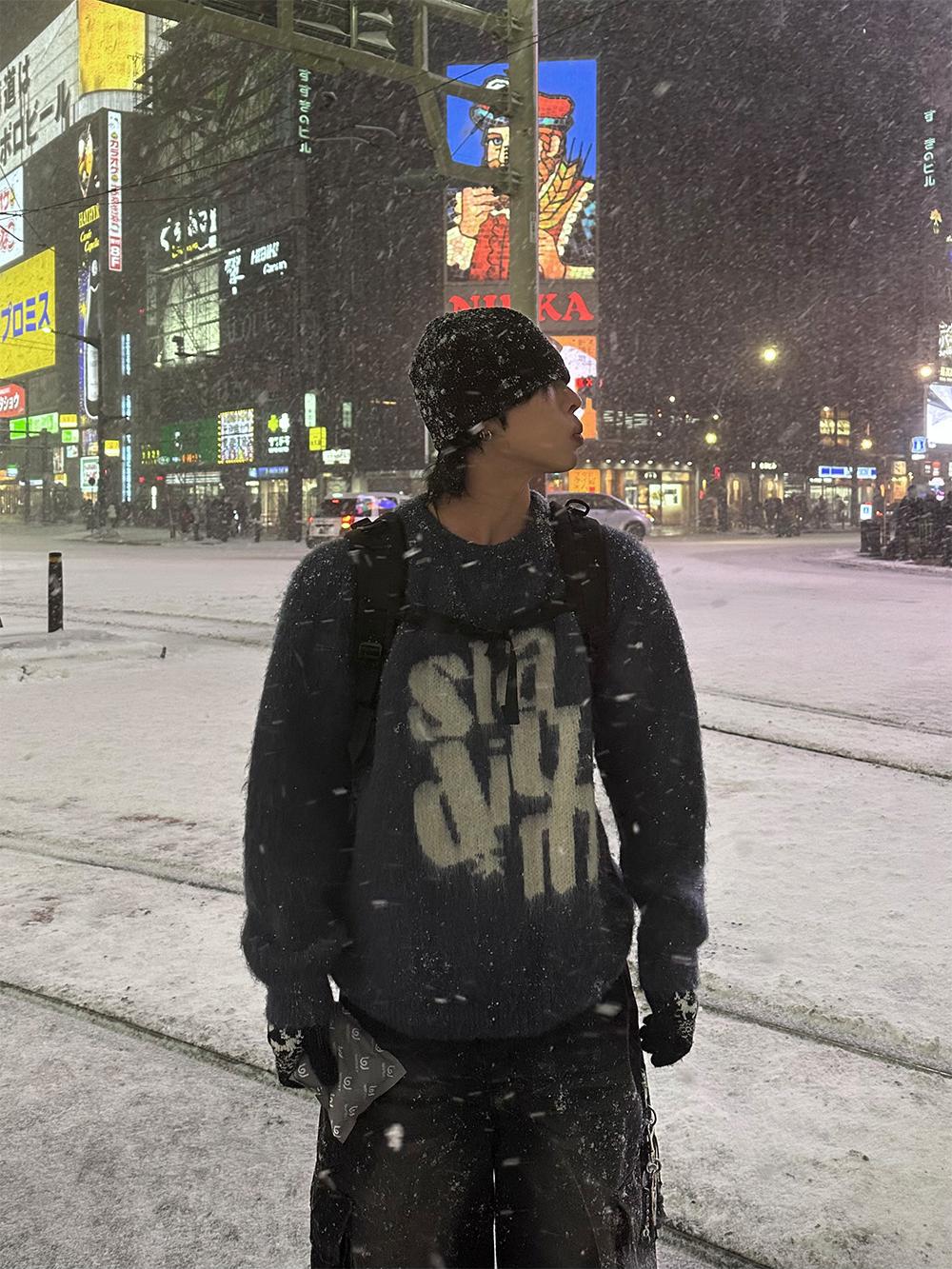 韓系 街頭 字母 馬海毛 針織毛衣 / 3色