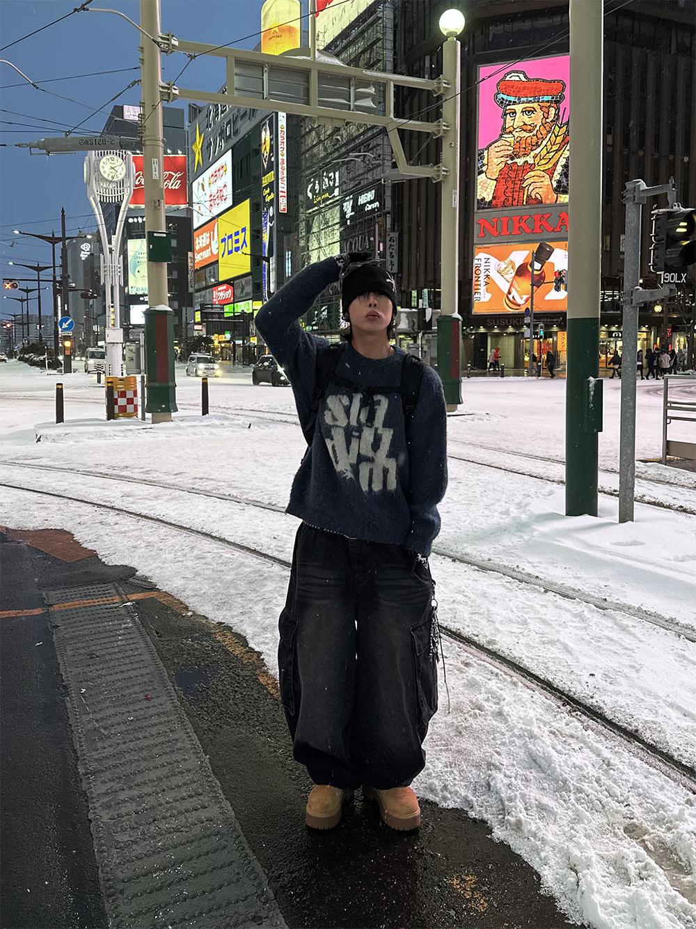 韓系 街頭 字母 馬海毛 針織毛衣 / 3色