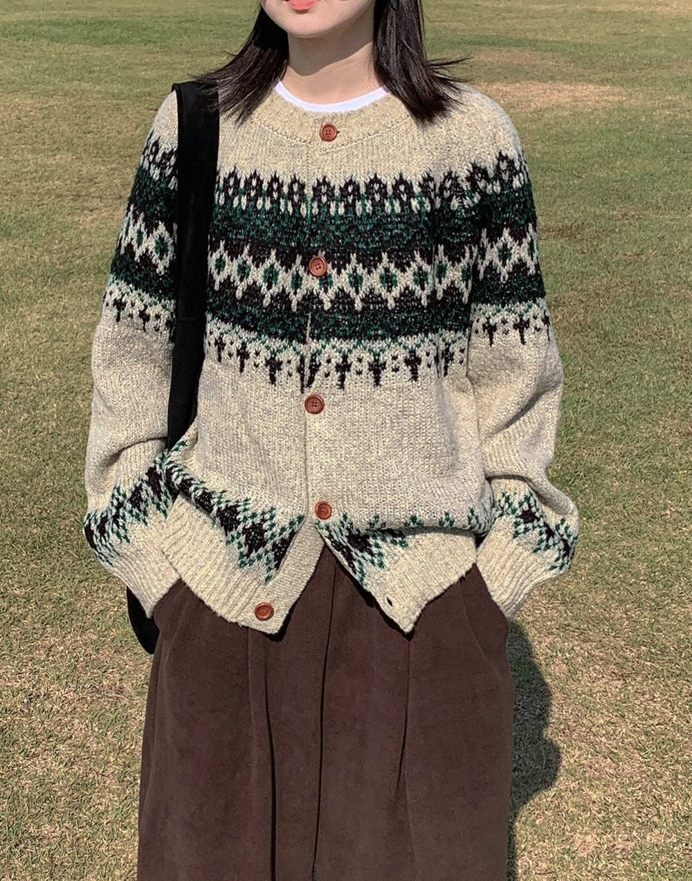 北歐風 圓領 開襟 針織衫 / 3色