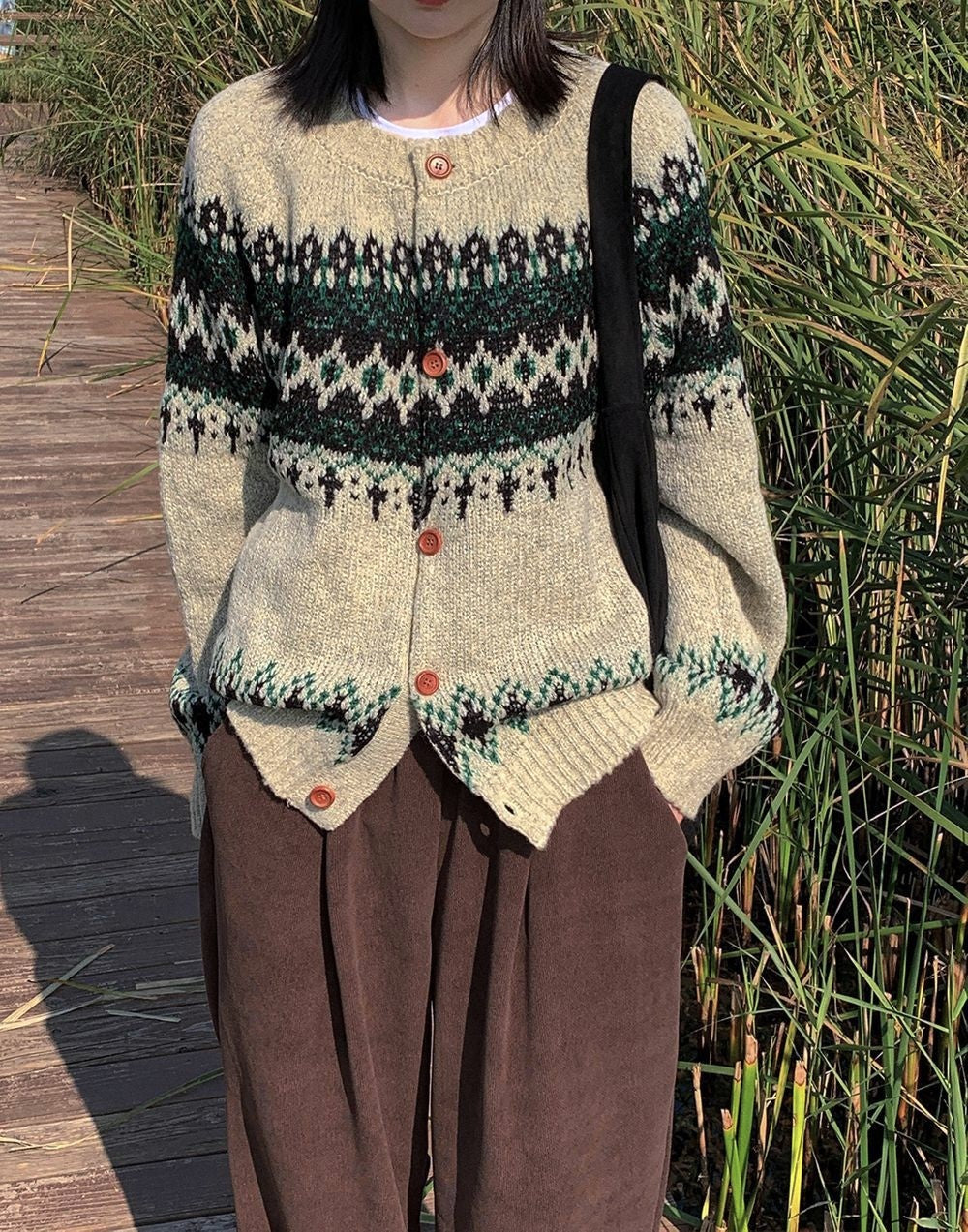 北歐風 圓領 開襟 針織衫 / 3色