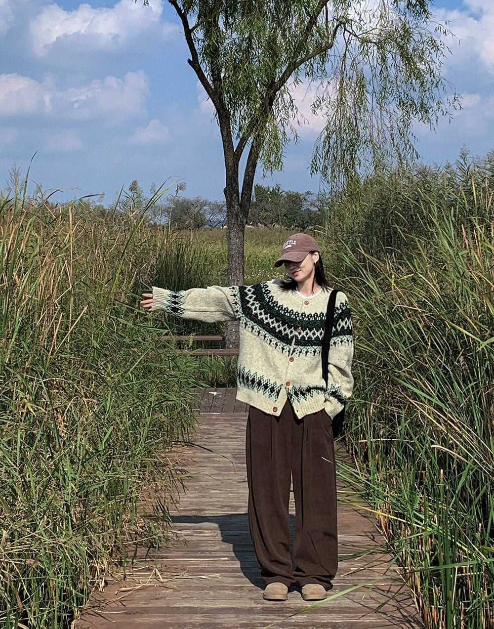 北歐風 圓領 開襟 針織衫 / 3色