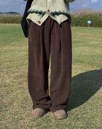 華夫格 針褶 寬鬆 針織 長褲 / 5色