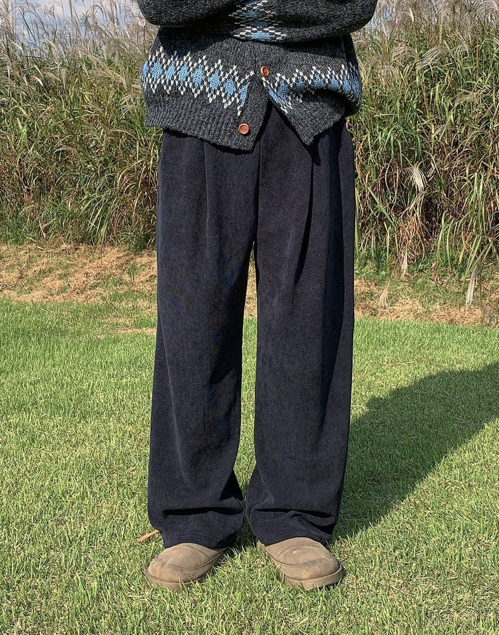 華夫格 針褶 寬鬆 針織 長褲 / 5色