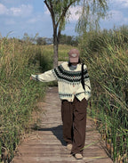 華夫格 針褶 寬鬆 針織 長褲 / 5色