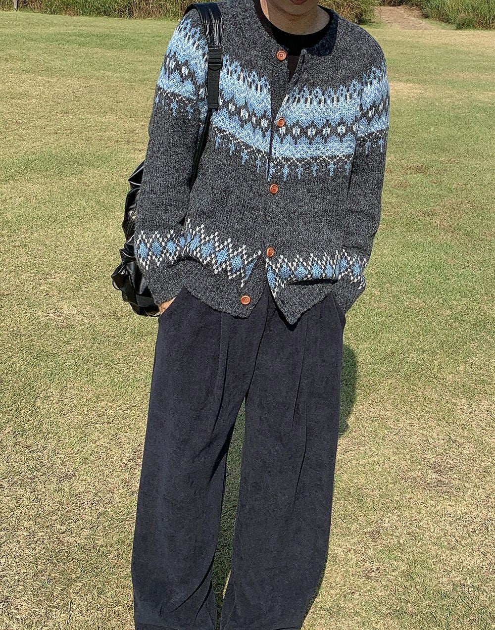 華夫格 針褶 寬鬆 針織 長褲 / 5色