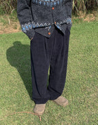 華夫格 針褶 寬鬆 針織 長褲 / 5色