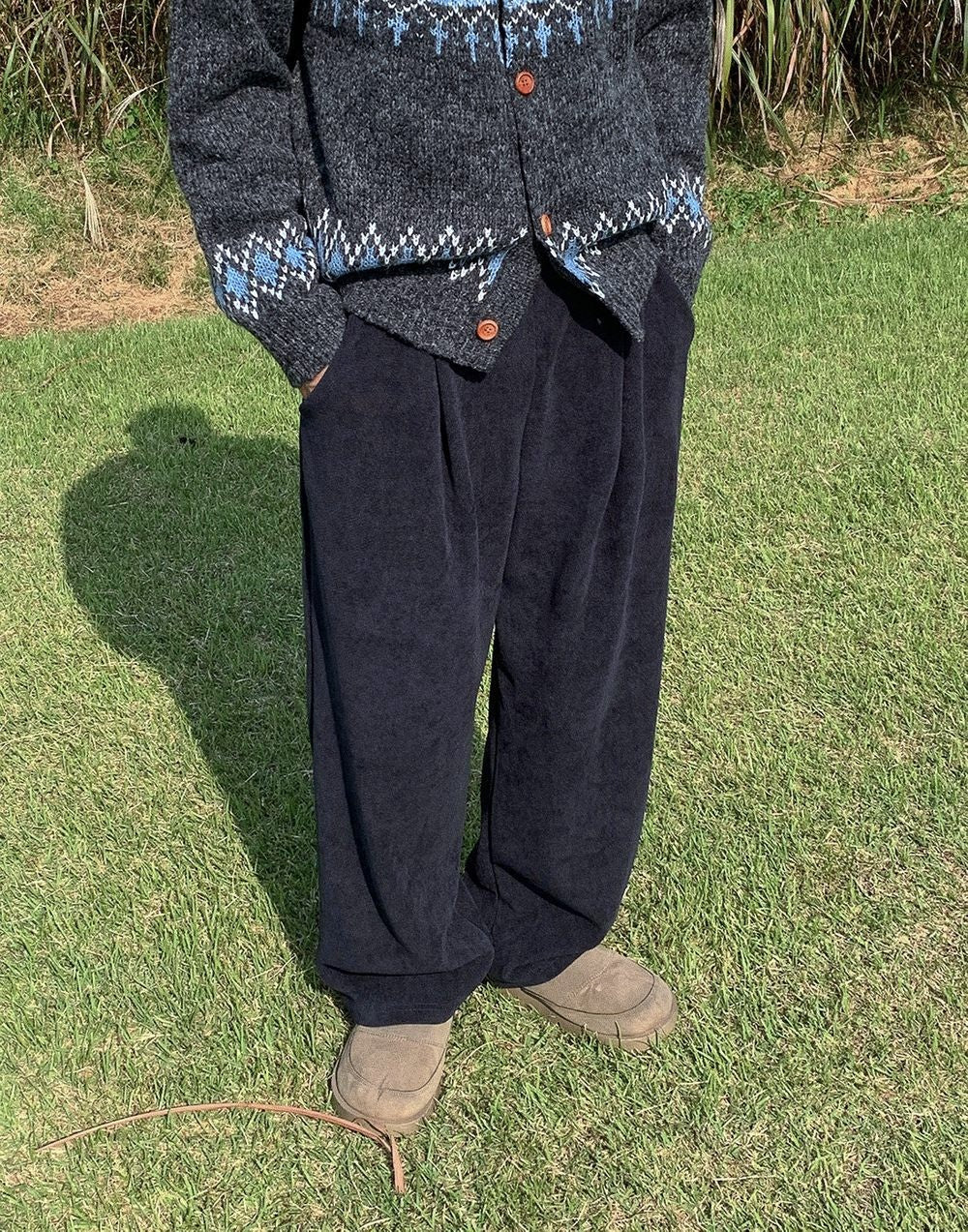 華夫格 針褶 寬鬆 針織 長褲 / 5色