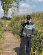 華夫格 針褶 寬鬆 針織 長褲 / 5色