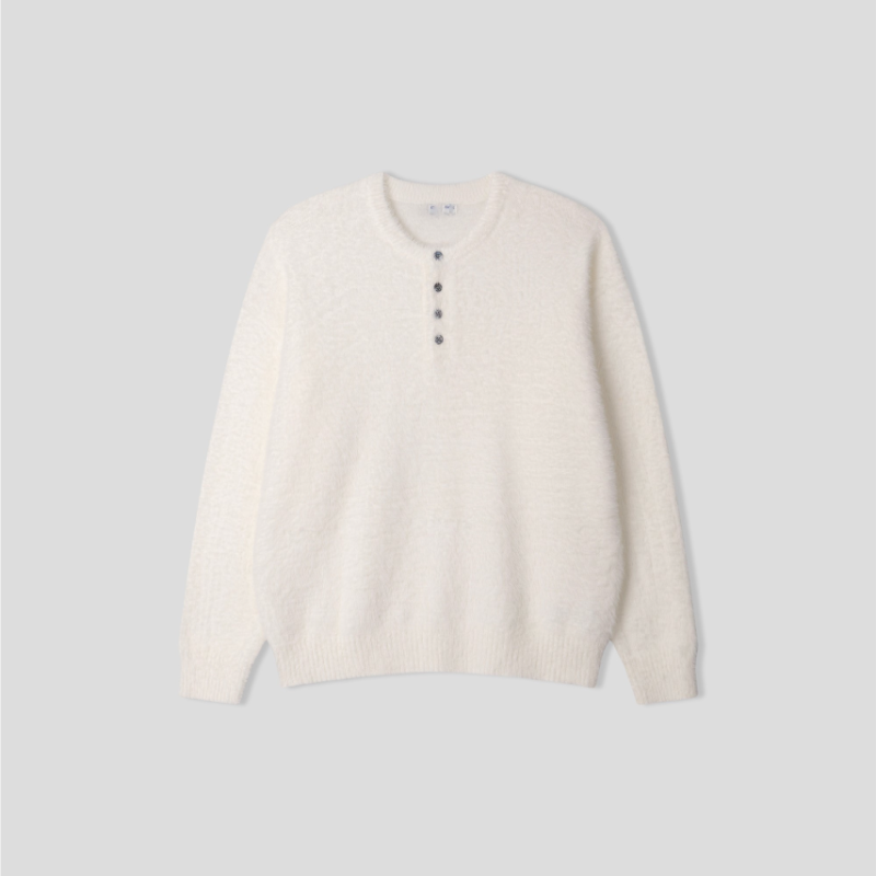 簡約 質感 馬海毛 亨利領 針織衫 / 6色