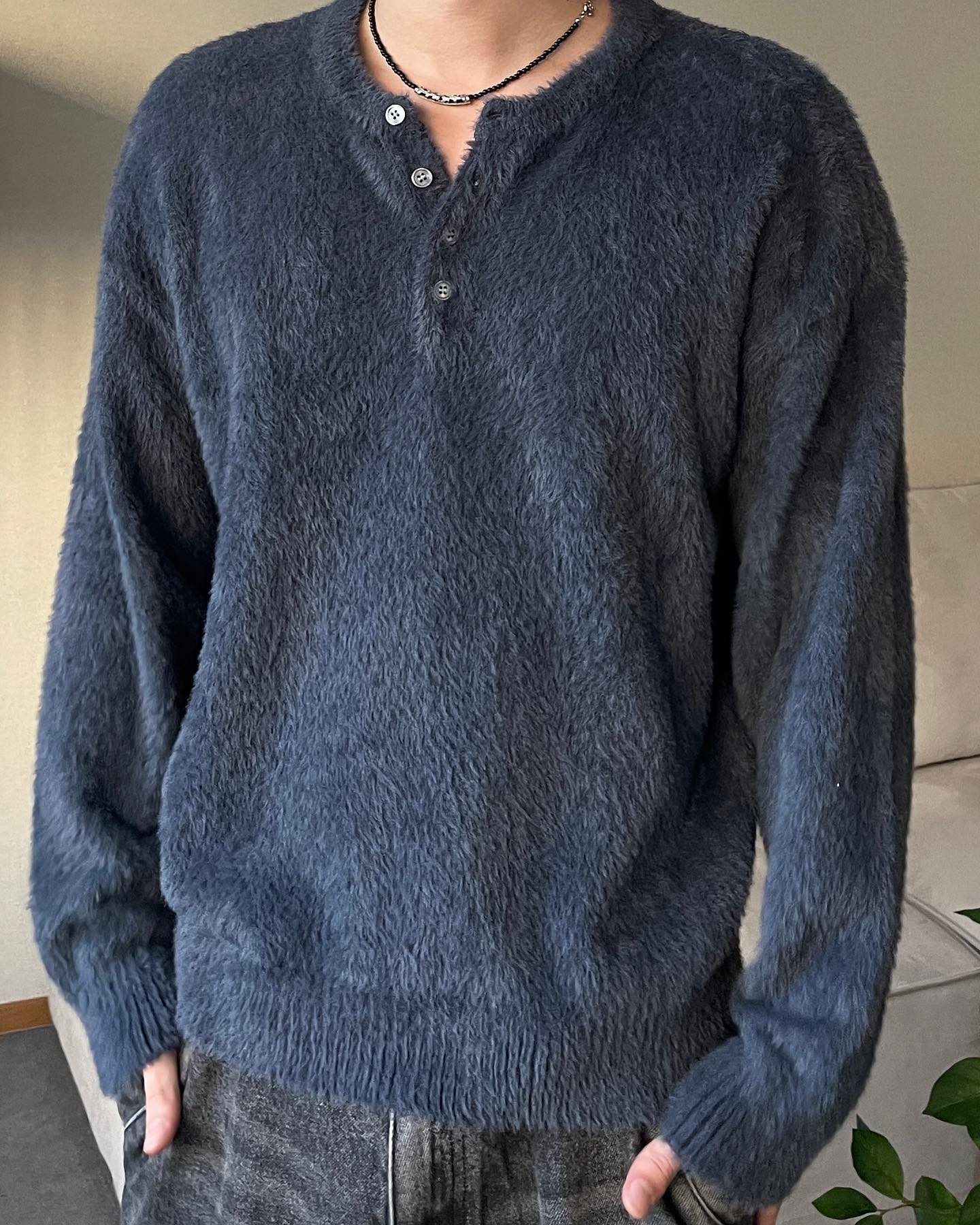 簡約 質感 馬海毛 亨利領 針織衫 / 6色