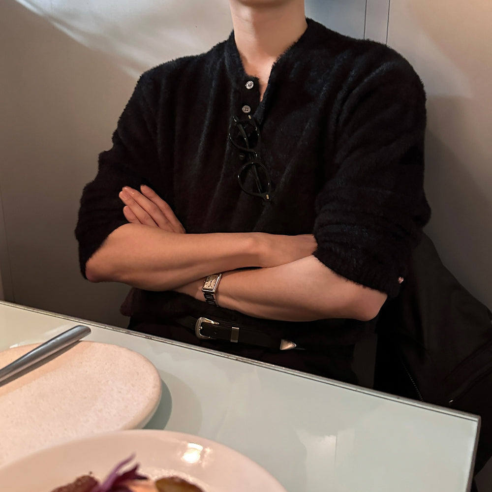 簡約 質感 馬海毛 亨利領 針織衫 / 6色