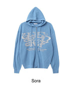 星星 字母印花 雙拉鍊 連帽 針織外套 / 4色