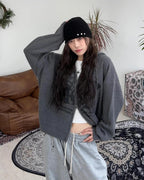 星星 字母印花 雙拉鍊 連帽 針織外套 / 4色