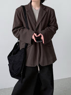 簡約 質感 麂皮 拉鍊 斜背包 / 2色