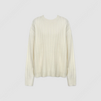 寬鬆 直坑條紋 圓領 針織上衣 / 5色