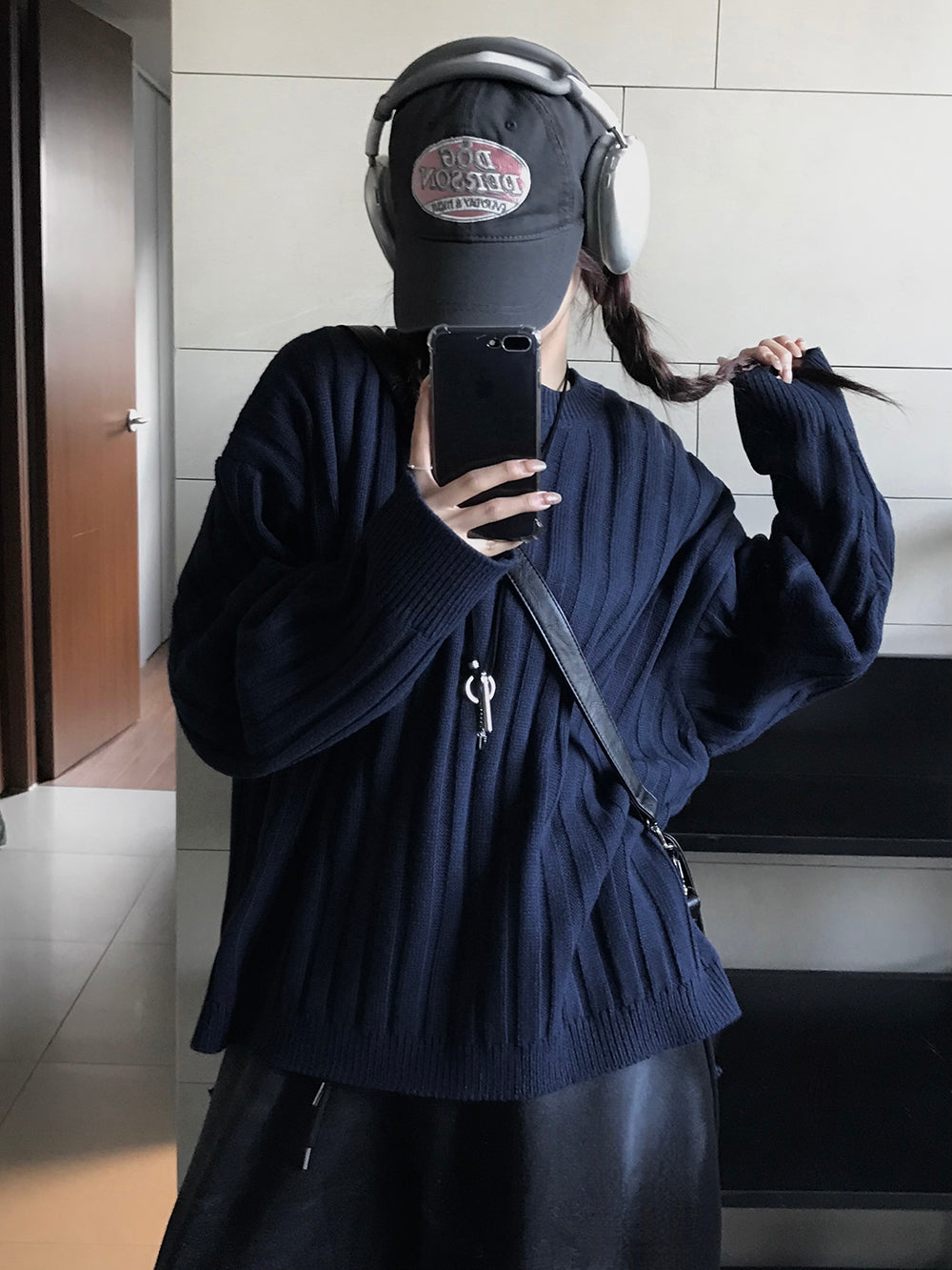 寬鬆 直坑條紋 圓領 針織上衣 / 5色