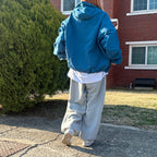 寬鬆 雙拉鍊 抽繩 連帽 風衣外套 / 4色