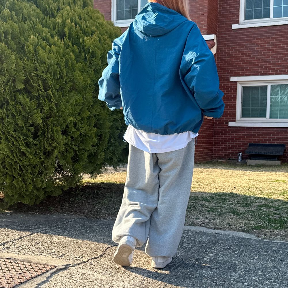 寬鬆 雙拉鍊 抽繩 連帽 風衣外套 / 4色