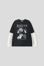 ISSUES 假兩件 微破壞 分層 長袖上衣 / 2色
