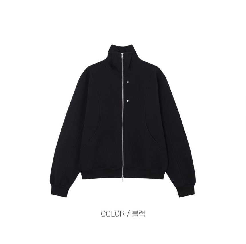 曲線剪裁 鉚釘 高領 外套 / 3色