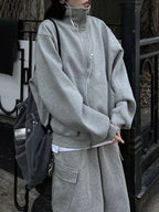 曲線剪裁 鉚釘 高領 外套 / 3色