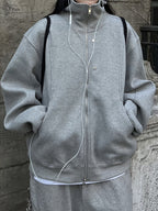 曲線剪裁 鉚釘 高領 外套 / 3色