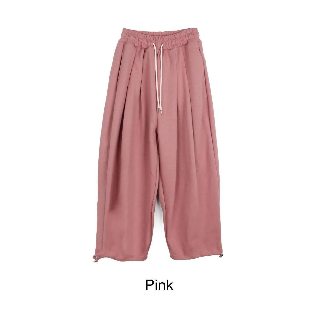 立體剪裁 雙褶 氣球 抽繩 棉褲 / 6色