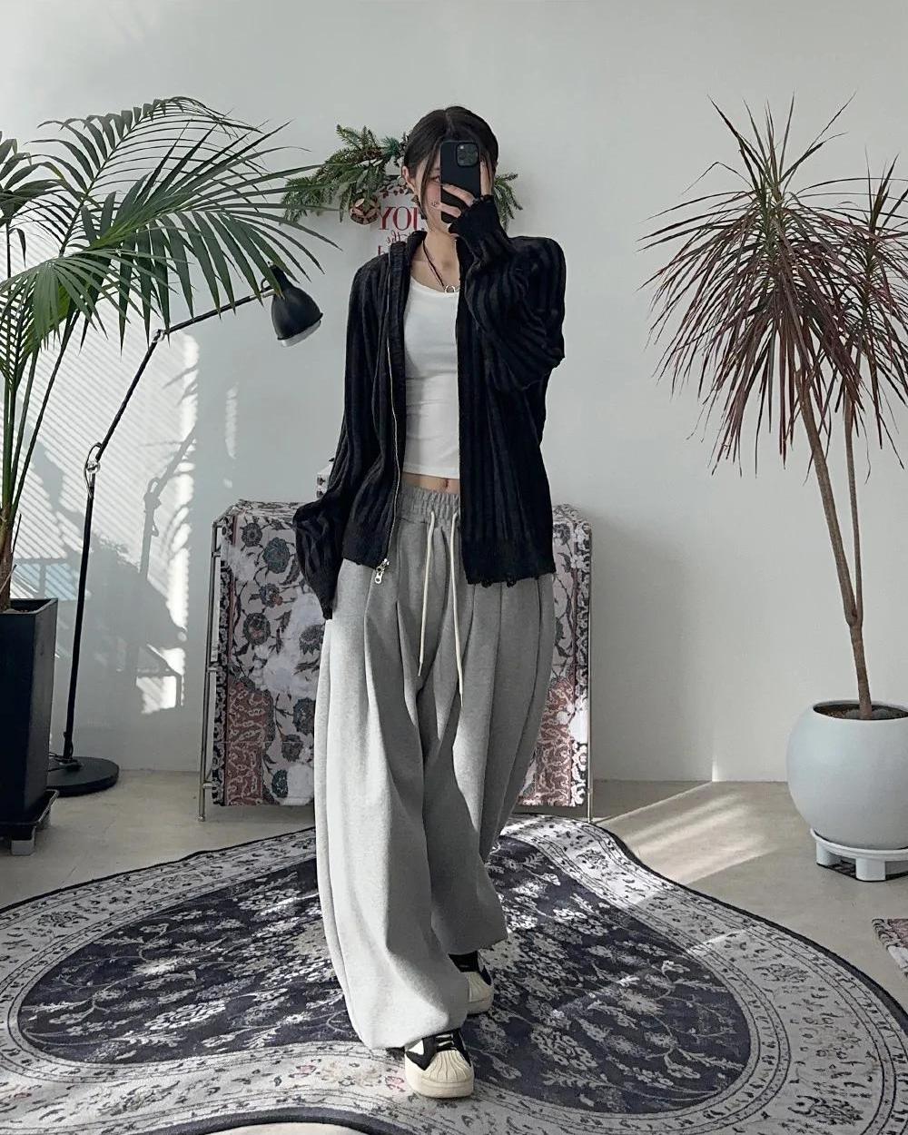 立體剪裁 雙褶 氣球 抽繩 棉褲 / 6色