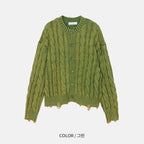 仿舊 提花 破壞 短版 針織外套 / 4色