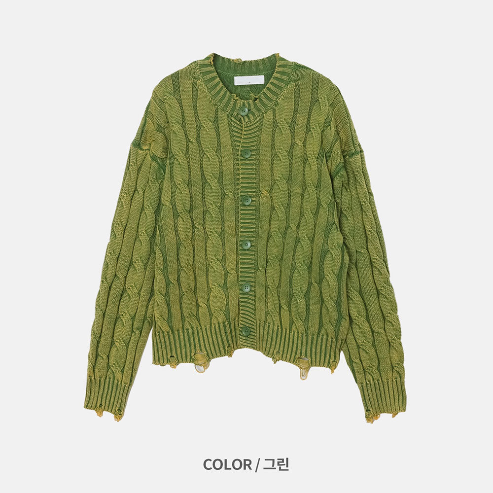 仿舊 提花 破壞 短版 針織外套 / 4色