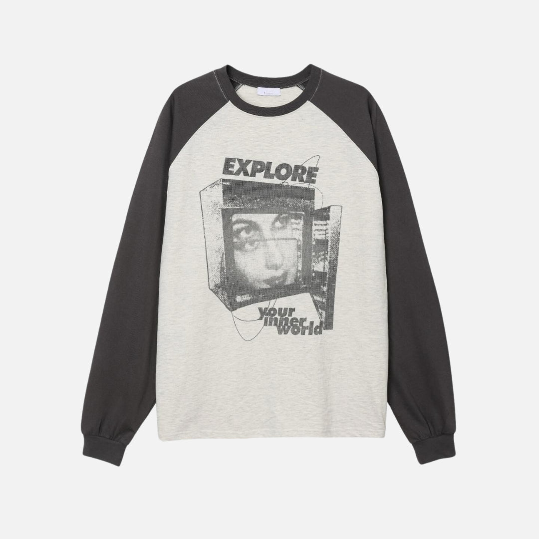 Explore 插肩袖 拼色 長袖上衣 / 3色