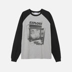 Explore 插肩袖 拼色 長袖上衣 / 3色