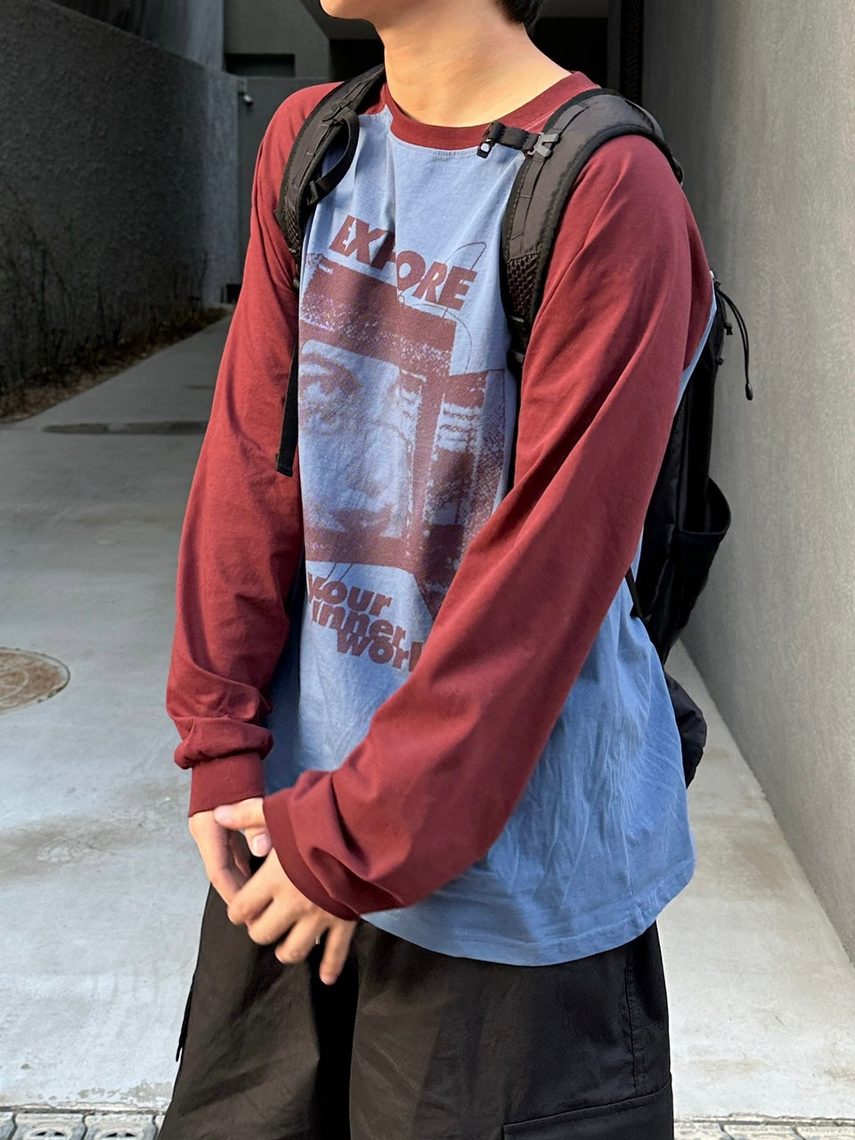 Explore 插肩袖 拼色 長袖上衣 / 3色