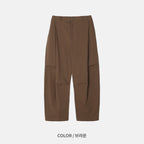 側摺 弧形剪裁 棉質 長褲 / 4色