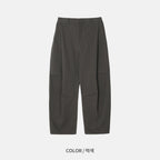側摺 弧形剪裁 棉質 長褲 / 4色