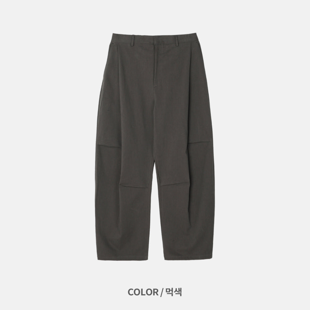 側摺 弧形剪裁 棉質 長褲 / 4色