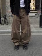 側摺 弧形剪裁 棉質 長褲 / 4色