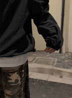 簡約 素面 抽繩 連帽 防風外套 / 2色