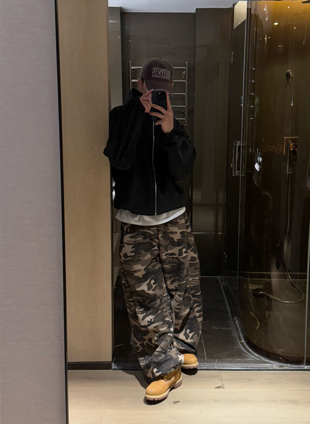 迷彩 細褶 抽繩 棉褲 / 2色