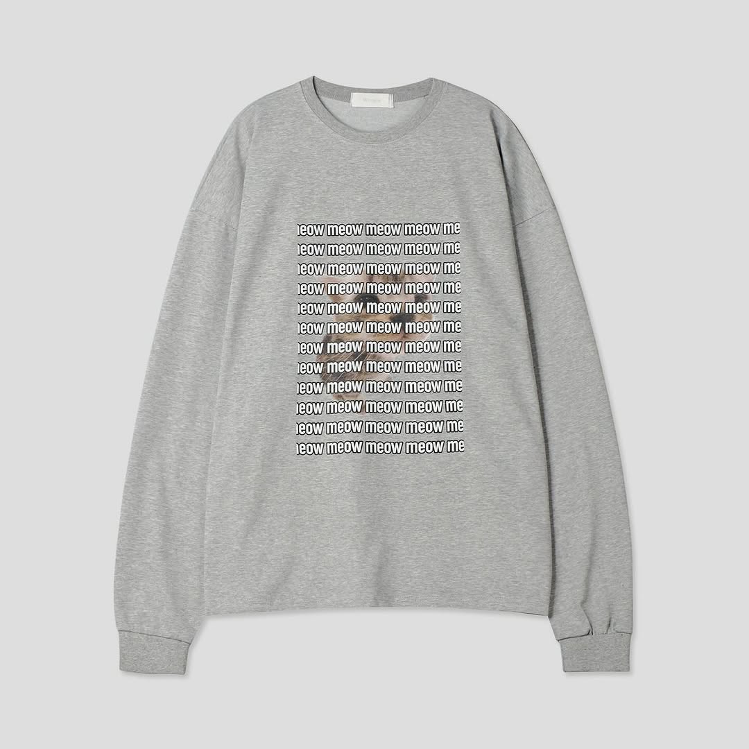 Meow 貓咪 滿版 寬鬆 長袖T / 3色