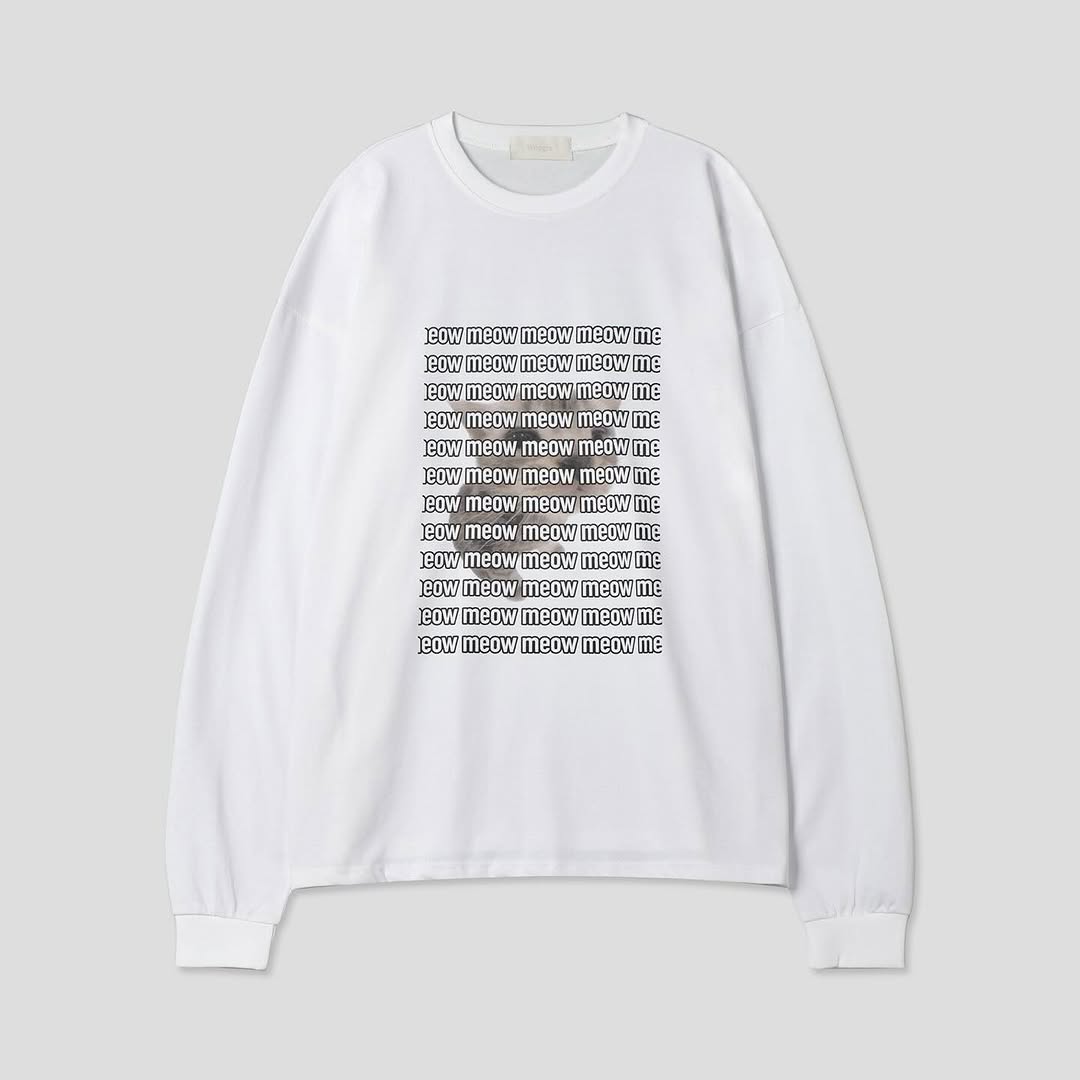 Meow 貓咪 滿版 寬鬆 長袖T / 3色