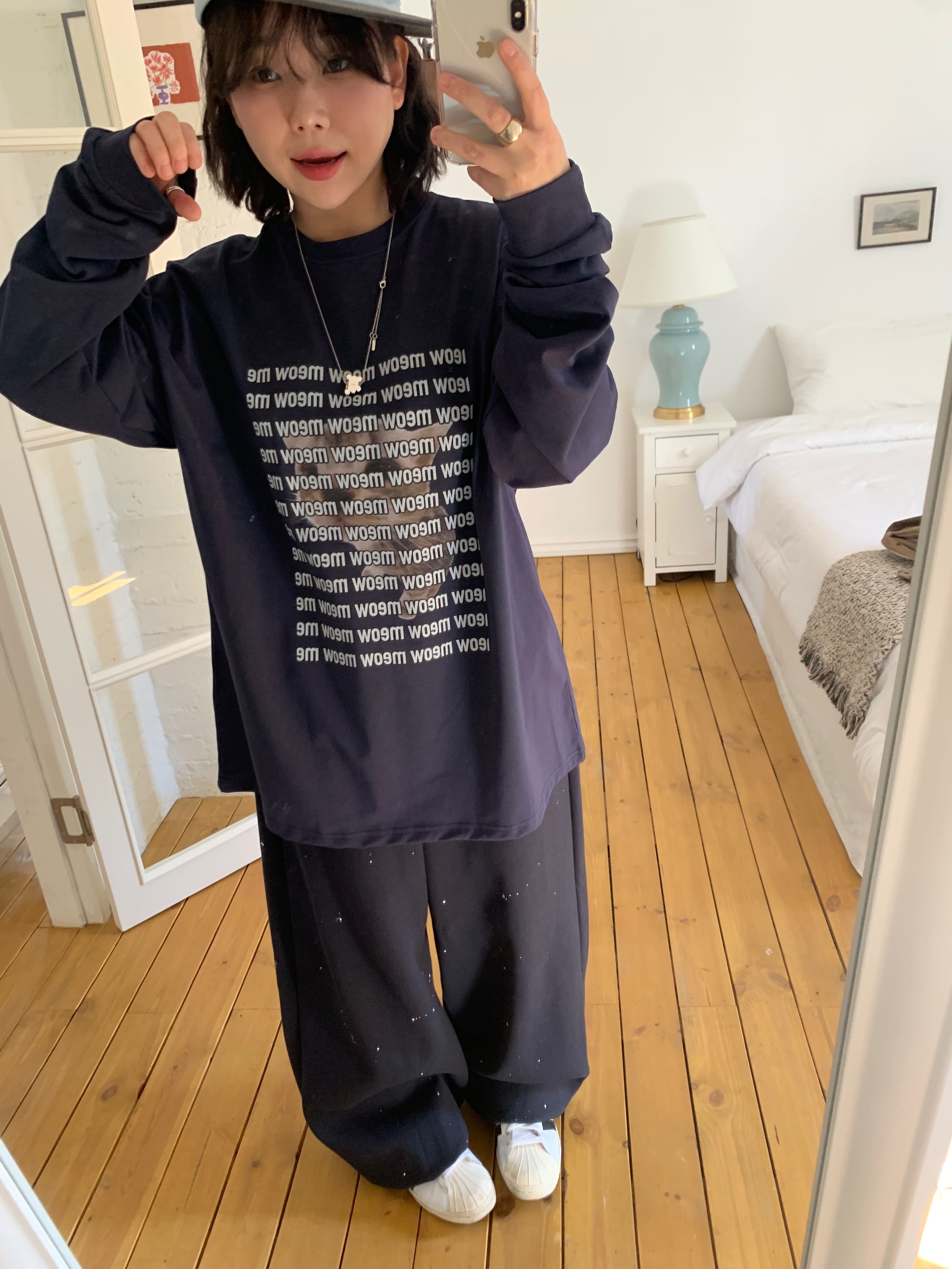 Meow 貓咪 滿版 寬鬆 長袖T / 3色